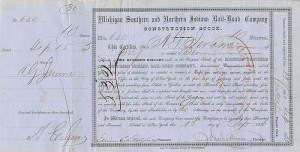 Addison G. Jerome signed Michigan Southern and Northern Indiana Rail-Road Co.